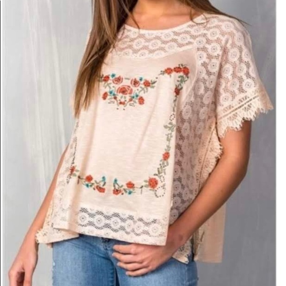Nude- embroidered beaded top